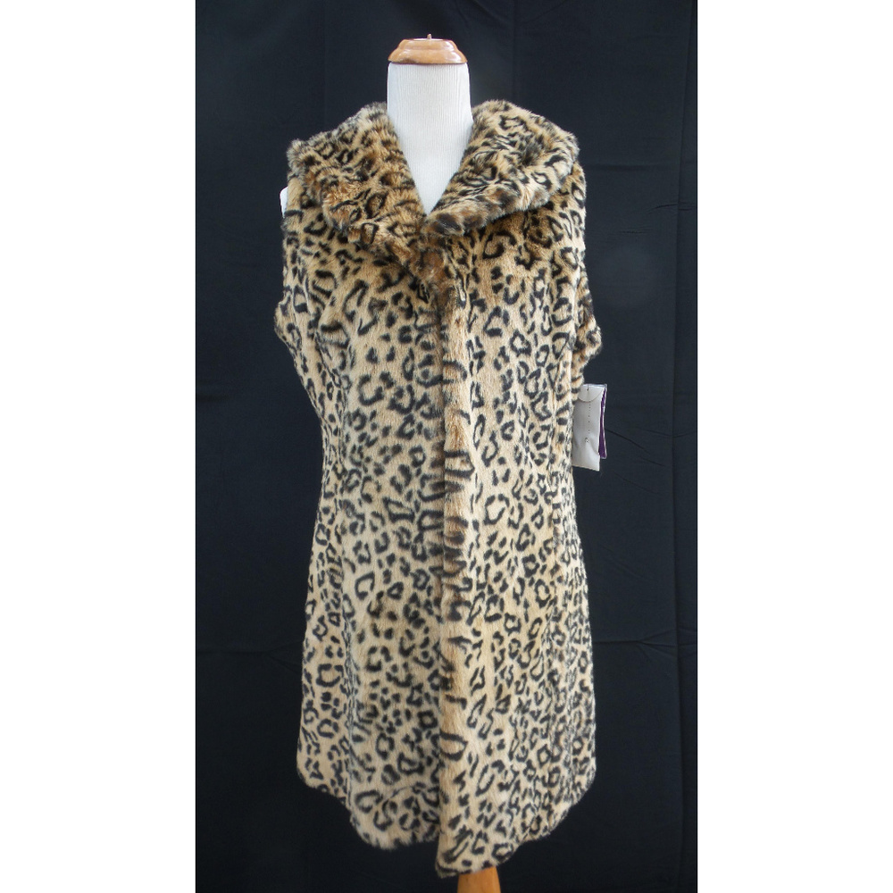 Curations Leopard Print Coat Faux Fur Large L NEW